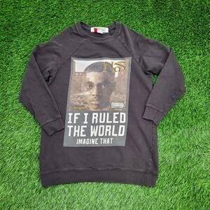 Nas Hip-Hop Sweatshirt Womens XS 18x25 Faded Black Baggy Illmatic